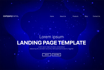 Abstract modern technology Landing page template, flowing line digital technology, smooth particle wave, big data techno design concept background wallpaper, Annual reports, flyer, poster, cover. EPS 