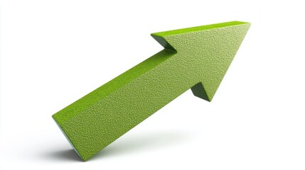 Fototapeta premium Thick green arrow pointing upward, isolated on white, symbolizing success