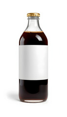 Cold brew coffee glass bottle mockup with blank label isolated with white highlights, png