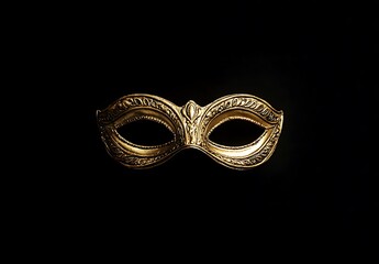 Gold carnival mask on a black background