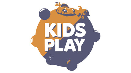 Vibrant Kids Play Logo in Multicolored Bold Typography 