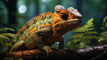 Fototapeta premium A Close-up of a Vibrant Chameleon on a Branch