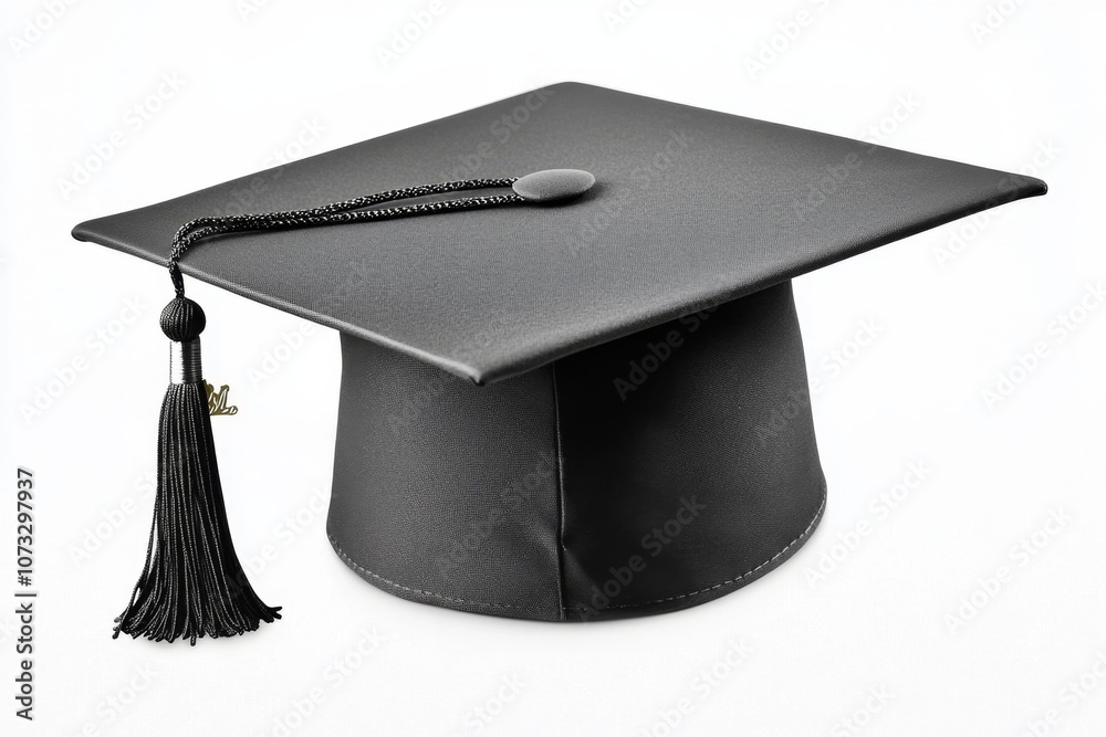 Fototapete minimalist outline of a graduation cap with a tassel, using simple lines on a clean white background