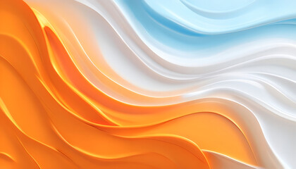 Obraz premium Flow of harmony: vibrant wave abstract, wave symphony: a dance of colors - Abstract orange, white, and blue background with waves