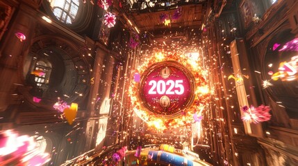 Obraz premium Festive countdown clock with 