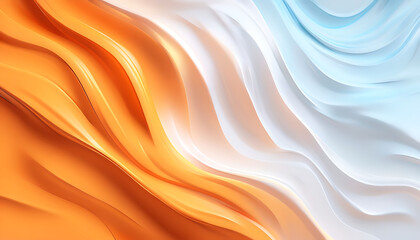 Fototapeta premium Flow of harmony: vibrant wave abstract, wave symphony: a dance of colors - Abstract orange, white, and blue background with waves