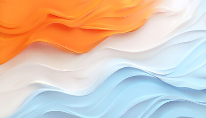 Obraz premium Flow of harmony: vibrant wave abstract, wave symphony: a dance of colors - Abstract orange, white, and blue background with waves