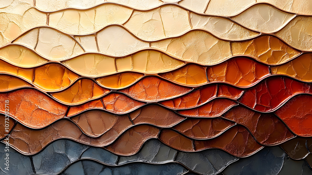 Poster A textured abstract design featuring wavy layers in warm earth tones, blending seamlessly from light to dark hues.