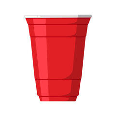 Isolated Red party cup vector design, Paper cup illustration in Flat style, Party graphic elements, Celebration clip art (Editable)