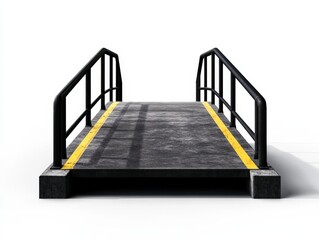 A modern loading dock with a yellow safety line for secure access, isolated on white background.