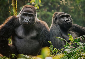 Fototapeta premium Gorillas (Gorilla gorilla) Menschenaffe im Dschungel 