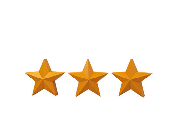 Obraz premium Three orange 3D stars in a clean design, isolated on a white background. Concept of rating, feedback, or ranking symbol. 3D Rendering