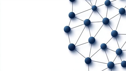 Abstract network design with blue nodes and lines representing connectivity and data., 3D illustration