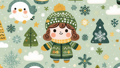 冬をイメージした可愛いイラスト