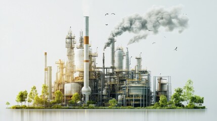 Obraz premium Innovative CO2 utilization, recycling CO2 into new materials, isolated, white background, industrial scene