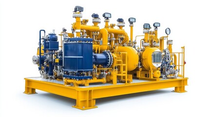 Obraz premium natural gas innovations, advanced gas extraction equipment, isolated, white background, clean energy concept