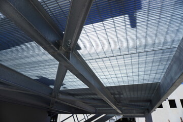 Metal lattice platform and galvanized steel. Industrial walkways, platforms or mezzanines due to...