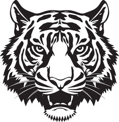 PrintTiger head silhouette in Vector illustration.
Tiger head sketch hand drawn in Vector illustration.
Tiger head silhouette. monochrome vector.
Panthera Dominance Crest Black Tiger Emblem Design