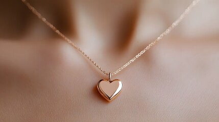 Delicate heart-shaped pendant resting gracefully on the neck, showcasing timeless beauty and charm &ndash; a perfect symbol of love and elegance