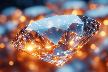 Diamond against a blurred, sparkling background