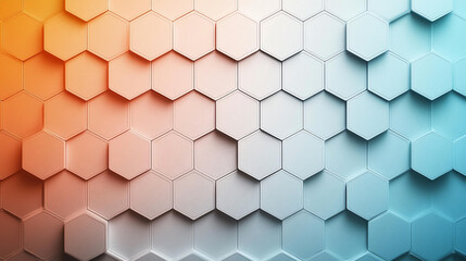 Fototapeta premium Abstract background Geometric pattern with overlapping hexagons in gradient colors of orange and blue, creating modern and dynamic visual effect
