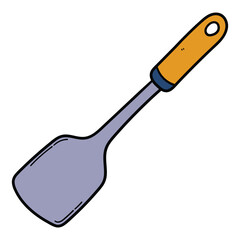 Hand drawn cartoon kitchen spatula on white background.