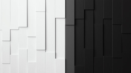 Abstract background Textured wall with smooth gradient of black and white panels, creating modern and minimalist aesthetic