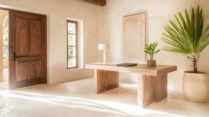 Modern Spanish Style Home Office Oasis - Inspiring Creativity with Sleek Design and Natural Elements