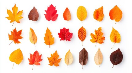 Obraz premium Realistic Fall Foliage on White Background