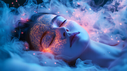 A visual of someone's brain activity during REM sleep, showing the dream state.