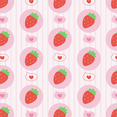 Cute strawberry pattern with hearts. A cute pattern featuring strawberries and heart elements in a soft pink background.