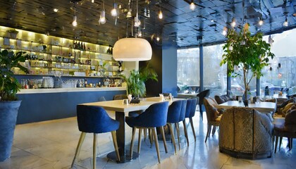 Fototapeta premium Modern interior of cafe bar