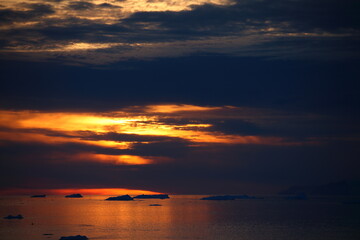 Icebergs and frigid scenery in Greenland, Arctic