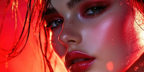 Vibrant Red Lipstick Ad