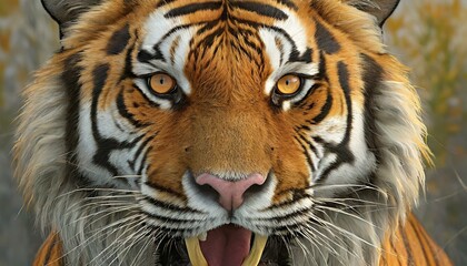 Obraz premium Close up of a yellow tiger with red eys