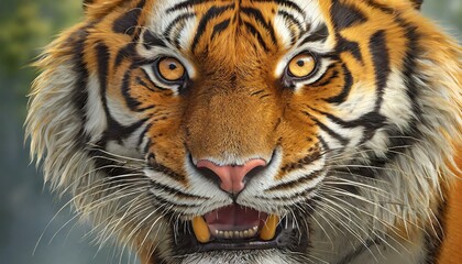 Obraz premium Close up of a yellow tiger with red eys