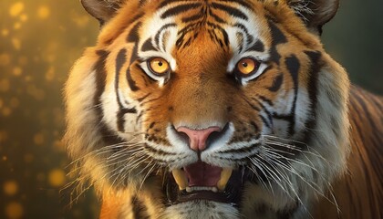 Fototapeta premium Close up of a yellow tiger with red eys