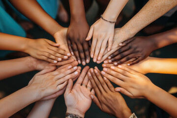 Hands of various skin tones symbolizing love and respect across cultures