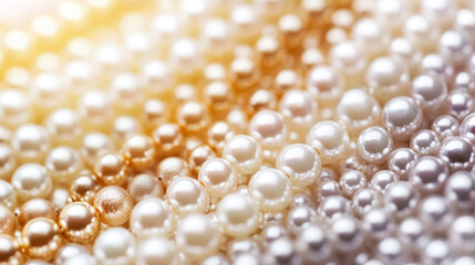 3D various pearls golden and silver jewellery fashion elegant luxury background