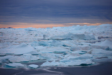 Icebergs and frigid scenery in Greenland, Arctic