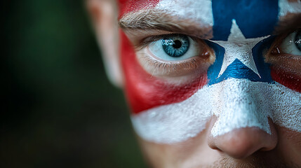 Obraz premium Celebrate united states independence day with patriotic face painting and american spirit