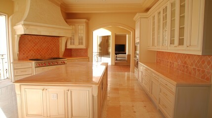 Modern Spanish Kitchen: Vibrant Design with Sleek Cabinetry, Colorful Tiles, and Spacious Island for Culinary Exploration