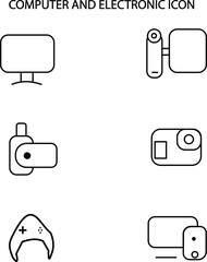 diagram featuring various computer and electronic icons, showcasing technology-related concepts and designs.