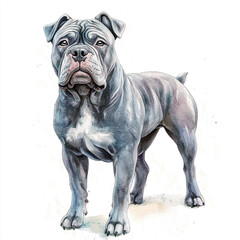 Obraz premium Cane Corso Watercolor Clip Art: Cute and Creepy Dog Illustration for A4 Prints