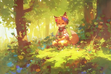 Fox in a Flowery Forest