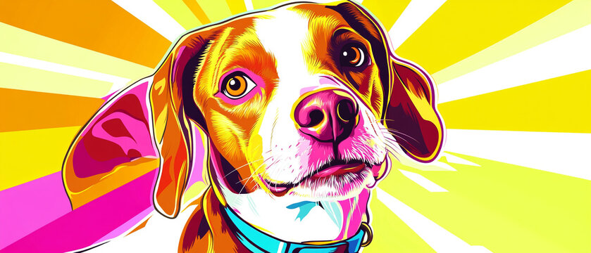 Brittany Dog in Action: Vibrant Vector Illustration of Cool Close Up Shot