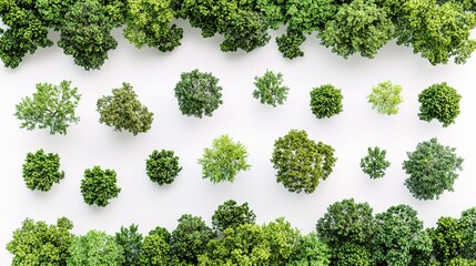 Obraz premium Collection of Isolated Green Trees on a White Background Displayed in a Standard Scale for Creative and Professional Use in Design Projects