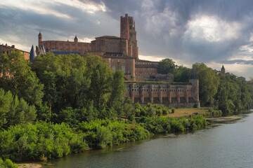 Albi. France. Cathedral of Saint Cecilia. This cathedral fortress is a Gothic masterpiece and took two centuries to build. It is the largest brick-built cathedral in the world.
