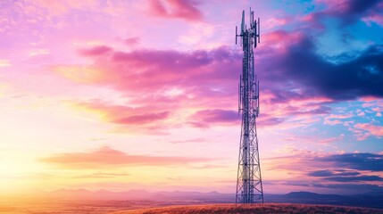 Obraz premium The integration of TV antennas within a telecommunication infrastructure.