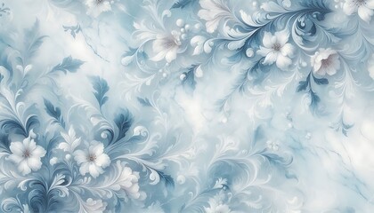 Soft blue marble texture pattern with floral gentle white veins
